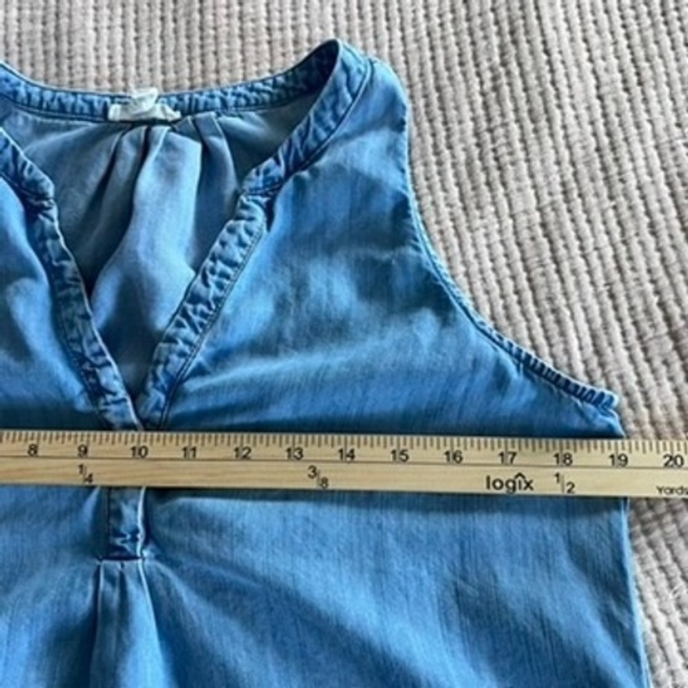 Joie Soft Women Blue Chambray Sleeveless V-Neck High Low Tank Top Size S Classic - Picture 5 of 9